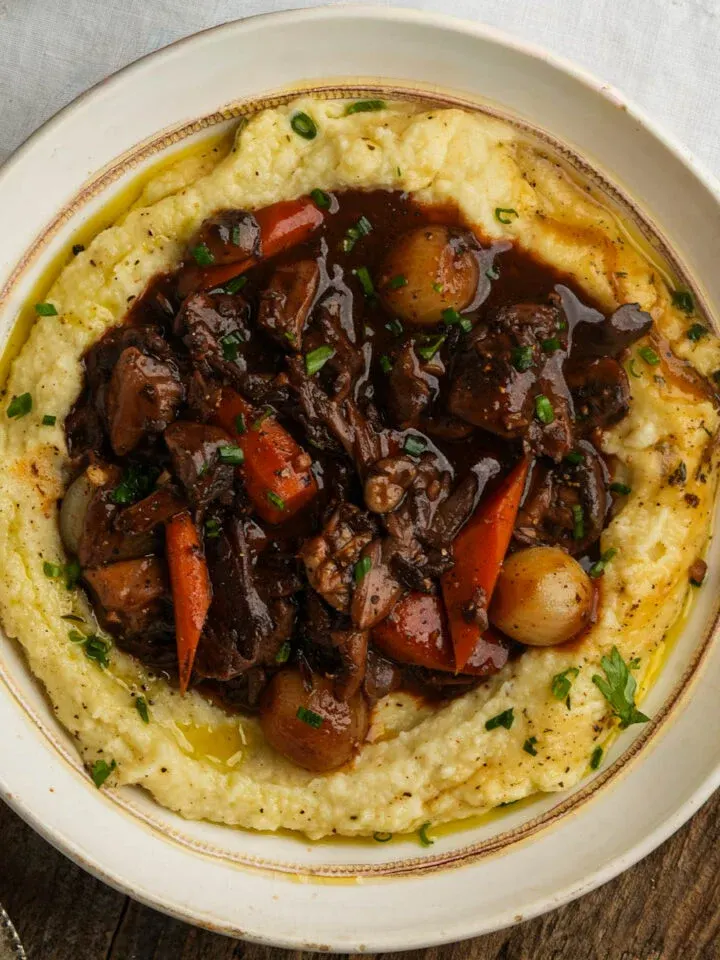 A bowl of mushroom bourguignon